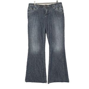 Silver Jeans Womens 33 Blue Chantal Trouser Bootcut Wide Leg Cotton 33" Inseam